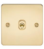 Knightsbridge Flat Plate 10AX 1G Intermediate Toggle Switch (Polished Brass)